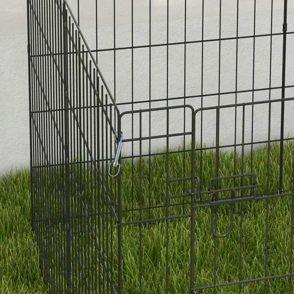 PawHut 8 Panel DIY Dog Pen with Door, for Dogs, Small Animals, Indoor/Outdoor Use, 76cm High - 9