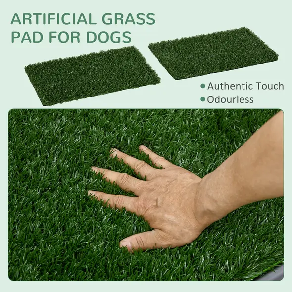 PawHut Artificial Grass Dog Toilet with Tray for Potty Training Indoor Outdoor, 2 Packs, 67 x 41cm - 4