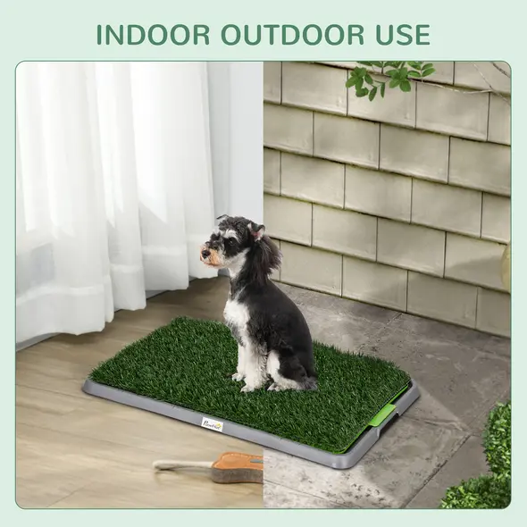 PawHut Artificial Grass Dog Toilet with Tray for Potty Training Indoor Outdoor, 2 Packs, 67 x 41cm - 7