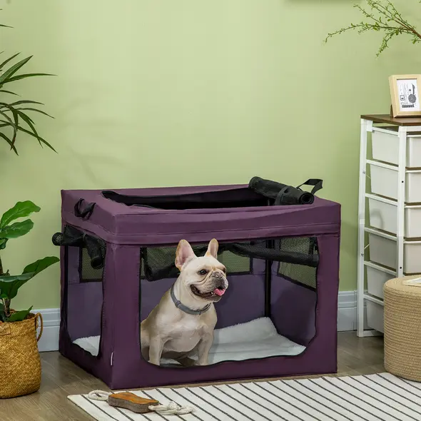 PawHut 80cm Pet Carrier, with Cushion, for Small and Medium Dogs - Purple - 2