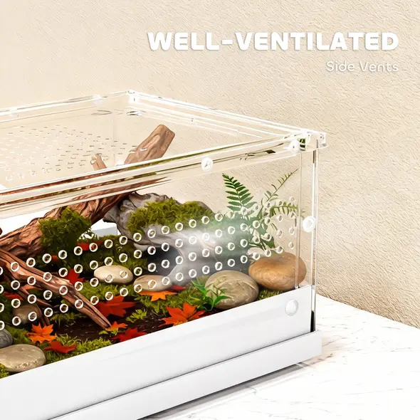PawHut Acrylic Reptile Terrarium with Top Sliding Door, Vents,  for Snake, Frog, Spider, Gecko, Tarantula, 30 x 20 x 15 cm - 7