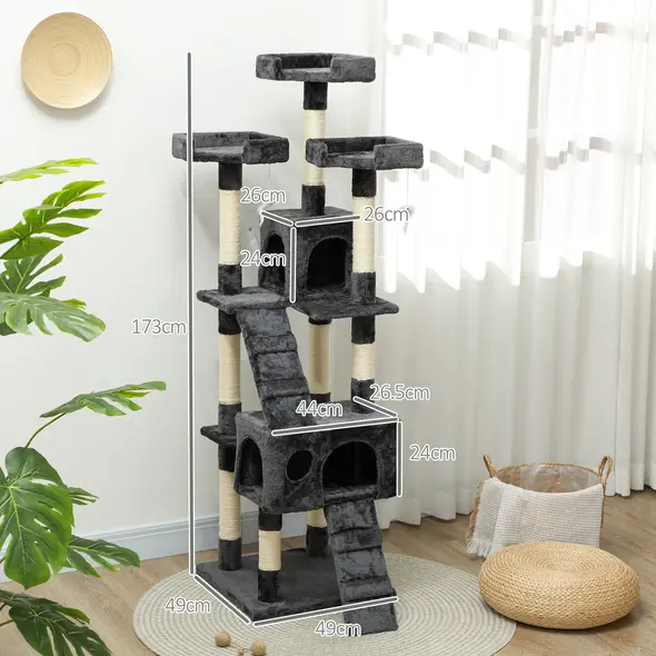 PawHut Cat Tree Scratching House, Activity Play Centre - 3