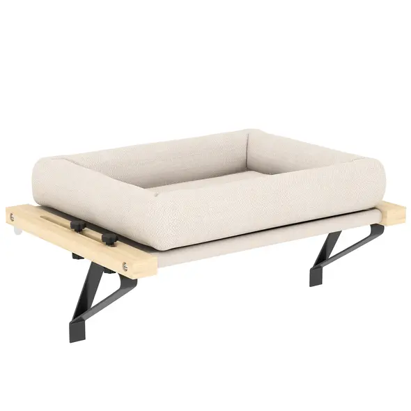 PawHut Cat Radiator Bed, Adjustable Hanging Cat Hammock with Removable and Washable Cushion for Indoor Cats, Cream White - 1