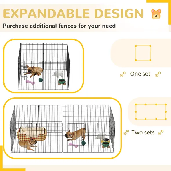 PawHut 8 Panel DIY Dog Pen with Door, for Dogs, Small Animals, Indoor/Outdoor Use, 76cm High - 8