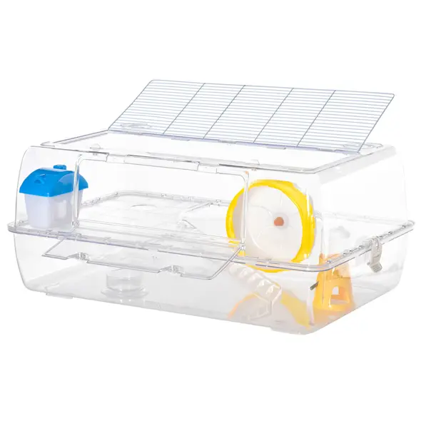 PawHut Hamster Cage, 2 Tier Gerbil Cage with Running Wheel, Water Bottle, Dish - 8