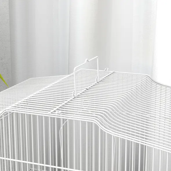 PawHut Large Metal Bird Cage with Perches, Food Bowls, Swing, for Budgies, Parakeets, White - 9