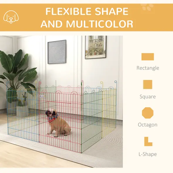 PawHut Pet Playpen Crate, with Eight Panels, Door, for Indoors and Outdoors, 60H x Φ156cm - 5