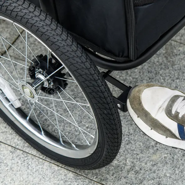 PawHut Foldable Pet Stroller, with Washable Cushion, Storage Bags, Safety Leash, for Medium, Large Dogs, Cats - Green - 9