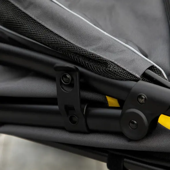 PawHut One-Click Foldable Pet Travel Stroller with Rain Cover, Cat Dog Pushchair with Universal Front Wheels, Shock Absorber, Storage Bags, Mesh Window, Safety Leash for Large and Medium Dogs (Grey) - 8