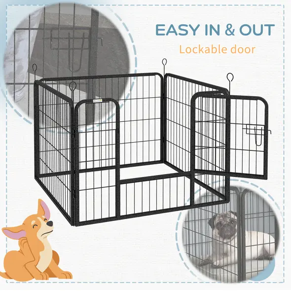 PawHut Heavy Duty Dog Playpen, 4 Panel Puppy Pen, Foldable Dog Kennel Both Indoor Outdoor Use Collapsible Design 82L x 82W x 60H (cm) - 7