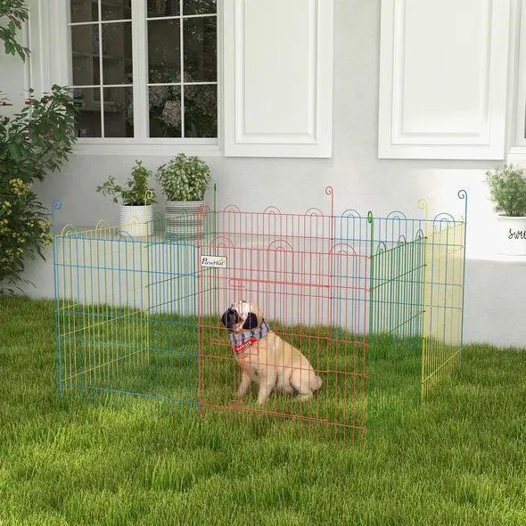 PawHut Pet Playpen Crate, with Eight Panels, Door, for Indoors and Outdoors, 60H x Φ156cm - 2