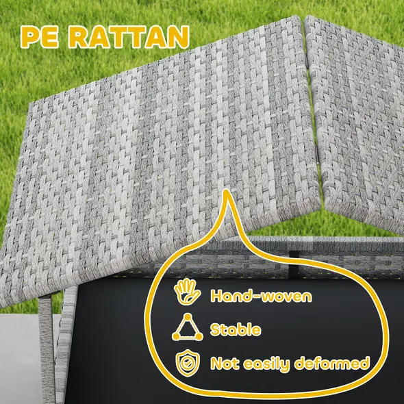 PawHut Extendable Elevated Dog Bed, Rattan Dog House, with Water-Resistant Roof, Removable Cushion, Charcoal Grey - 5