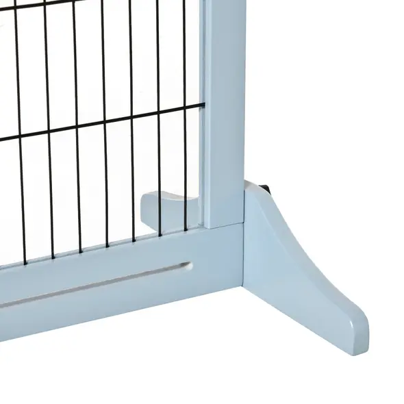 PawHut Freestanding Dog Gate, Foldable Pet Fence, Indoor Wood Barrier, Stair Gate with Support Feet, for Doorway, Hallway, Small and Medium Dogs, 69H x 104-180 cm, Blue-grey - 8