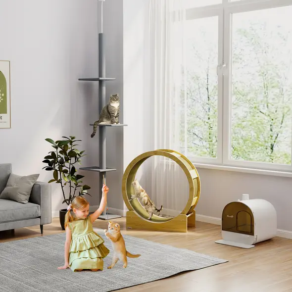 PawHut Hooded Cat Litter Box, Kitten Litter Tray, with Lid, Scoop, Filter, Flap Door - 9