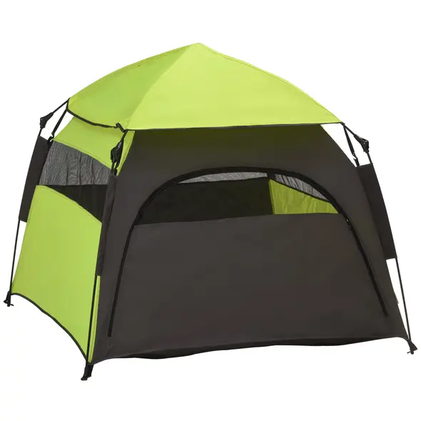 PawHut Foldable Dog Cat Tent with Water-Resistant Oxford, Carry Bag for Extra Large Dog, Green - 1