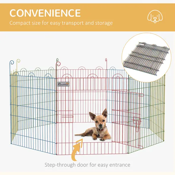 PawHut Pet Playpen Crate, with Eight Panels, Door, for Indoors and Outdoors, 60H x Φ156cm - 6
