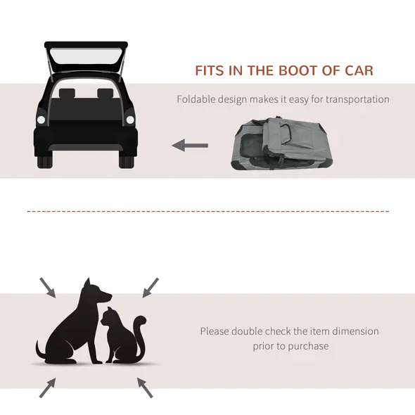 PawHut Oxford Fabric Folding Pet Carrier Bag Grey - 5