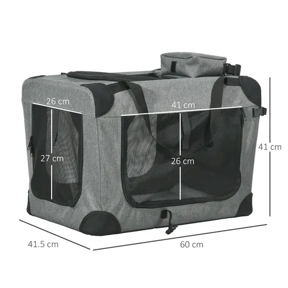 PawHut Oxford Fabric Folding Pet Carrier Bag Grey - 3