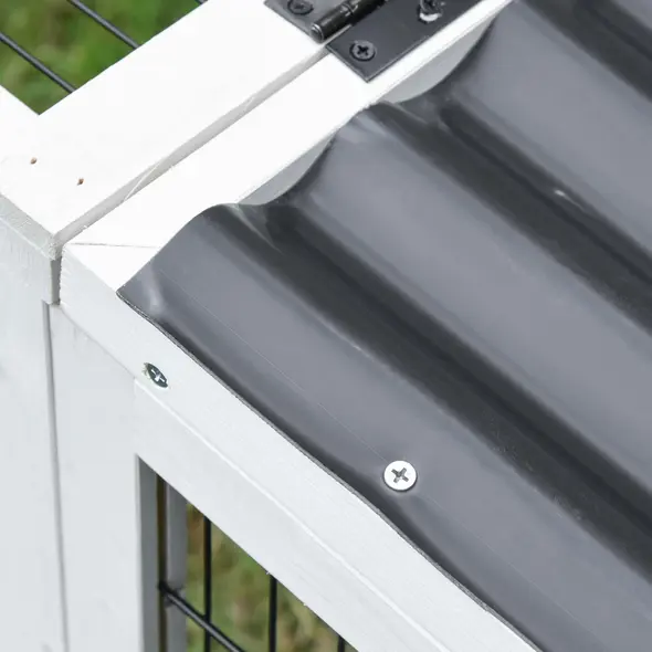 PawHut Guinea Pigs Hutches Wooden Small Rabbits Hutches Pet Run Cover Indoor Outdoor, Grey - 9