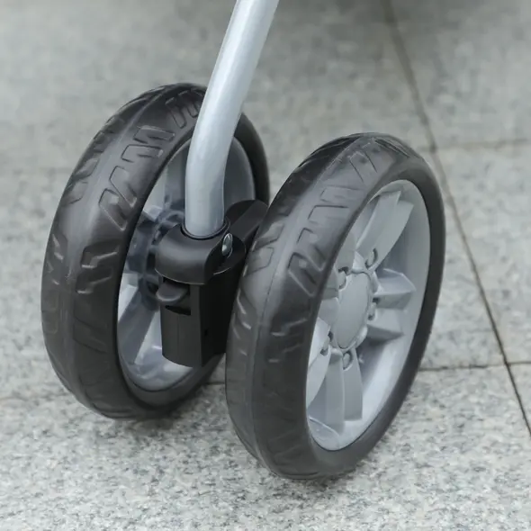 PawHut Dog Stroller with Rain Cover for Small Miniature Dogs, Folding Pet Pram with Cup Holder, Storage Basket, Reflective Strips, Brown - 9