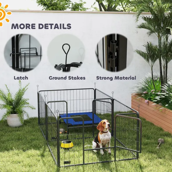 PawHut Seven-Panel Dog Whelping Box, Dog Playpen with Washable Whelping Pads, Wind-Resistant Fabric, for Small and Medium Dogs - 9