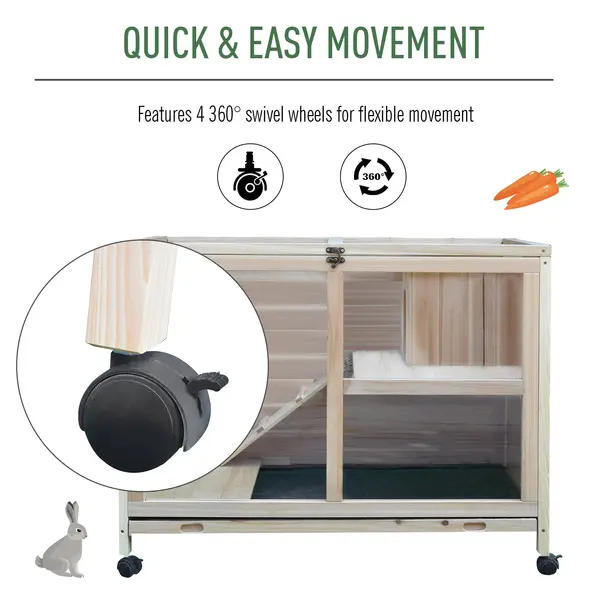 PawHut Small Animals Guinea Pigs Hutches Fir Wood Indoor Hutch - 5