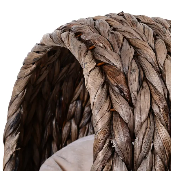 PawHut Wicker Cat Bed, Raised Rattan Cat Basket with Cylindrical Base, Soft Washable Cushion, 42 x 33 x 52cm - Brown - 7