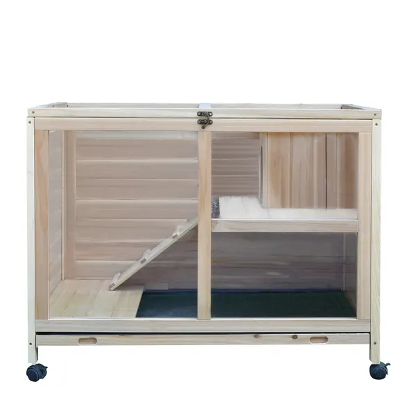 PawHut Small Animals Guinea Pigs Hutches Fir Wood Indoor Hutch - 9