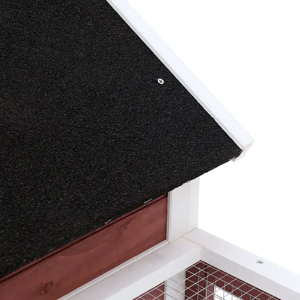 PawHut Rabbit Hutch Outdoor Wooden Guinea Pig Hutch Rabbit Run Bunny Cage Small Animal House Pull-Out Tray, Brown, 124 x 63 x 93 cm - 8