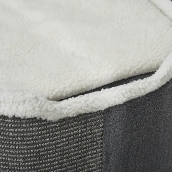 PawHut Sisal Cat Barrel with Soft Plush & Lamb Fleece Grey - 9