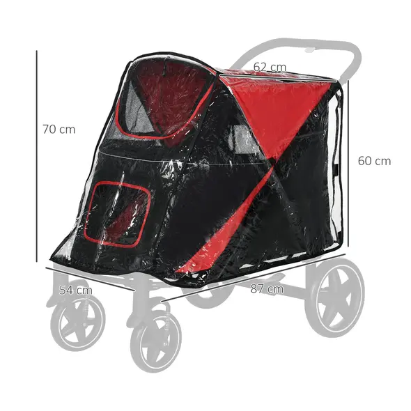 PawHut Rain Cover for Dog Pram, Stroller Buggy with Rear Entry - 3