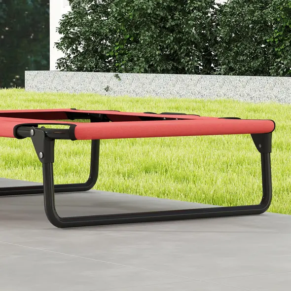 PawHut Portable Raised Dog Bed, Elevated Pet Cot with Breathable Mesh for Indoor Outdoor, for Small Medium Dogs, Red - 9