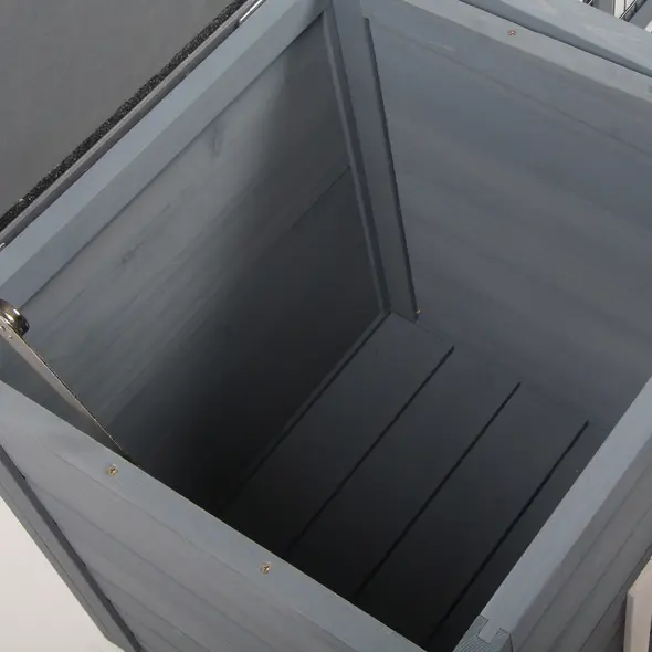 PawHut Rabbit Hutch Outdoor, Guinea Pig House, Bunny Run Cage with Openable Top for 1-2 Rabbits, 123 x 120 x 52cm, Grey - 8