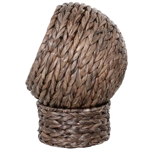 PawHut Wicker Cat Bed, Raised Rattan Cat Basket with Cylindrical Base, Soft Washable Cushion, 42 x 33 x 52cm - Brown - 8