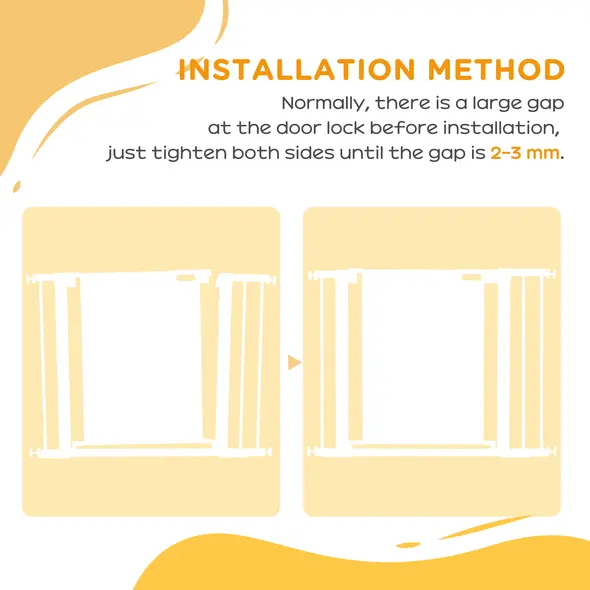 PawHut Pressure Fit Safety Gate, for Staircases, Hallways, Doorways w/ Extensions Kit, 75-103CM Adjustable Width - Black - 8