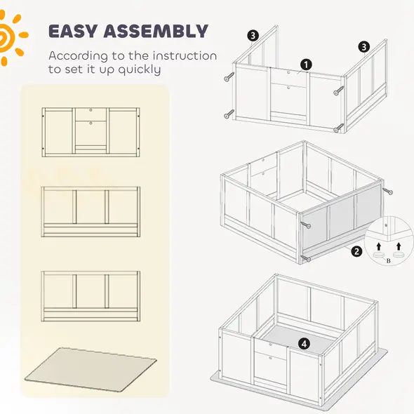 PawHut Whelping Box for Dogs with Whelping Pad, Adjustable Entrance, Non-slip Foot Pads, for Large Dogs, 124 x 120cm - 7