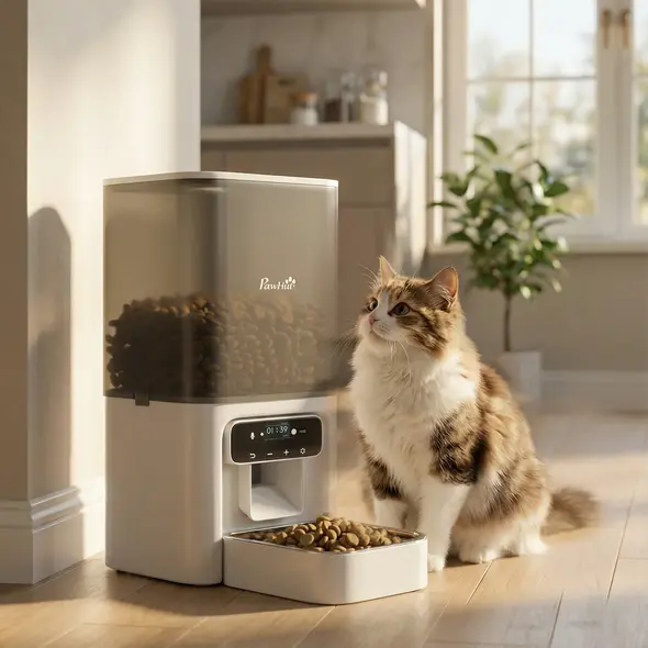 PawHut Programmable Automatic Cat Feeder with Timer Up to 6 Meals Per Day, 10s Voice Recorder, Portion Control - 2