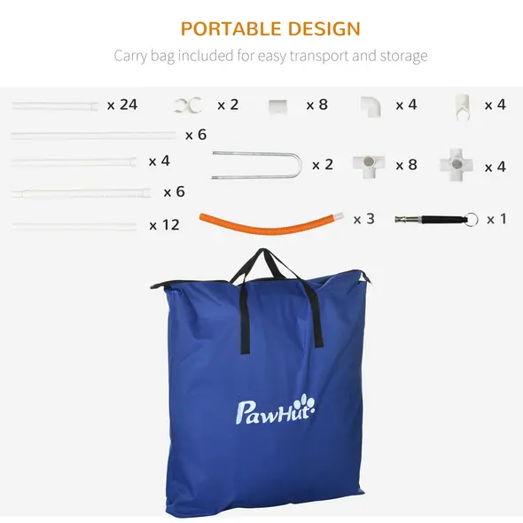 PawHut Six-Piece Dog Agility Equipment Set, with Carry Bag - Multicoloured - 6