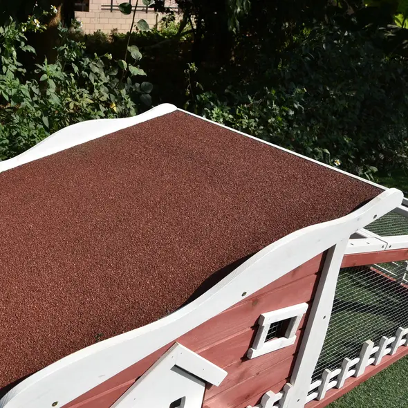 PawHut Rabbits Outdoor Fir Wood Guinea Pigs Hutches w/ Ramp Wine-Brown - 8