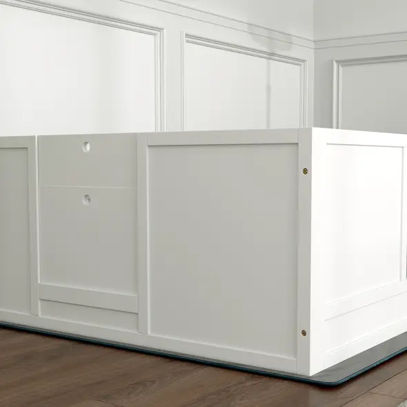 PawHut Whelping Box for Dogs with Whelping Pad, Adjustable Entrance, Non-slip Foot Pads, for Large Dogs, 124 x 120cm - 9