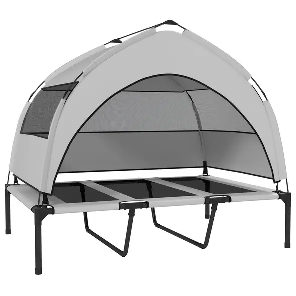 PawHut Portable Elevated Dog Bed with Removable Canopy, Cooling Raised Pet Cot for Large Dogs, 106 x 76 x 94 cm - 1