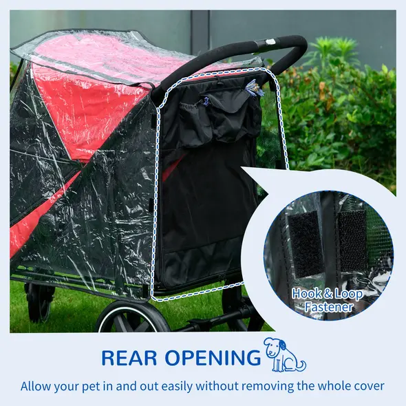 PawHut Rain Cover for Dog Pram, Stroller Buggy with Rear Entry - 5
