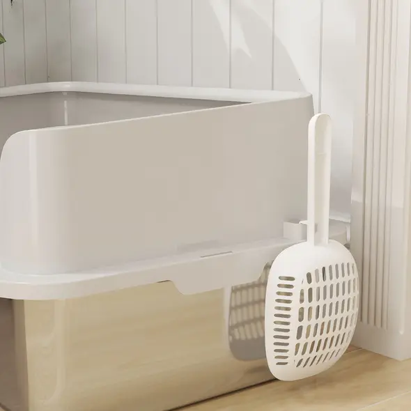 PawHut Stainless Steel Litter Box with Detachable Rim, Scoop, Easy Cleaning, Odour-Resistant, 60 x 40 x 28 cm - 9