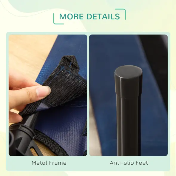 PawHut Raised Dog Bed Cat Elevated Lifted Puppy Pet Elevated Cot Portable Camping Basket – Blue (Medium) - 7