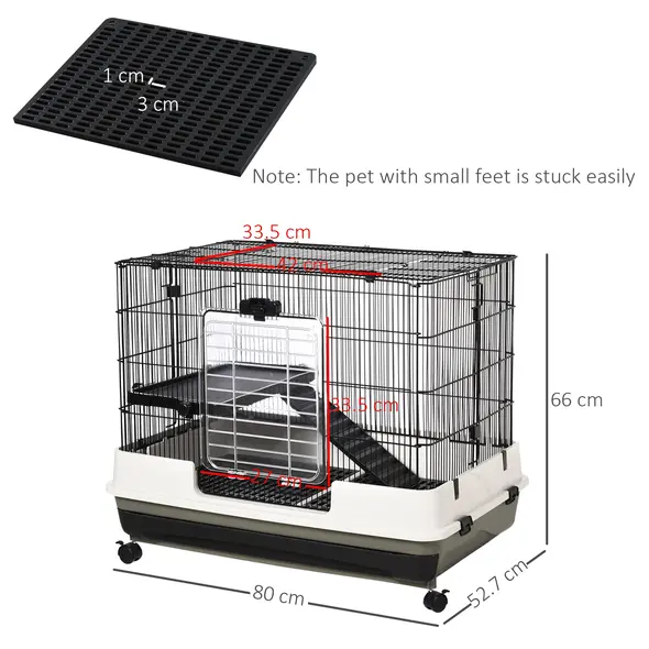 PawHut Small Animal Guinea Pigs Hutches Steel Wire Rabbit Cage Pet Play House  W/ Waste Tray Black - 3