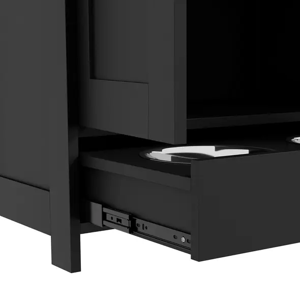 PawHut Pet Feeding Station with Raised Dog Bowls, Adjustable Panel, Hooks, Black - 9