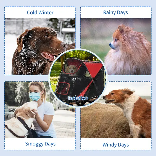 PawHut Rain Cover for Dog Pram, Stroller Buggy with Rear Entry - 6