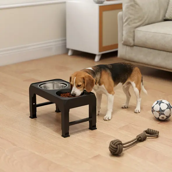 PawHut Raised Dog Bowl, Foldable Elevated Dog bowls with Slow Feeder, 4 Adjustable Heights, for Small Medium Large Breeds - 2