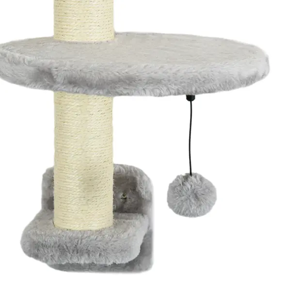PawHut Three-Piece Wall-Mounted Cat Shelves, with Hammock, Ladder, Platforms, Scratching Post - Grey - 8