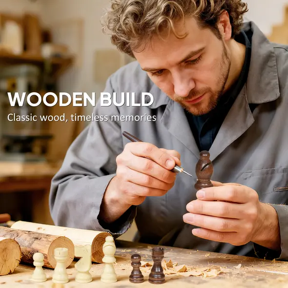 SPORTNOW 15 Inch Chess Set, Foldable Chess and Draughts Set, Brown - 7